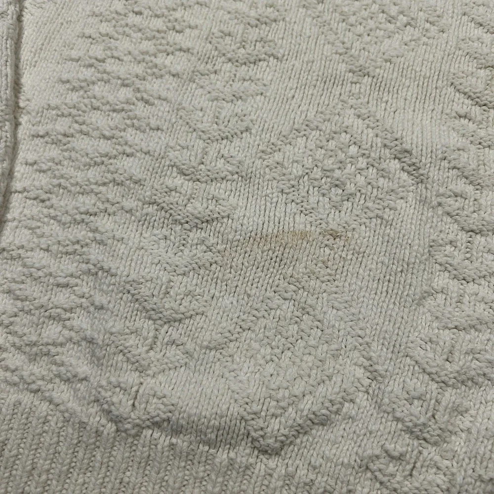 Vintage Woolrich Sweater Mens Large white Chunky Knit Heavyweight Crewneck